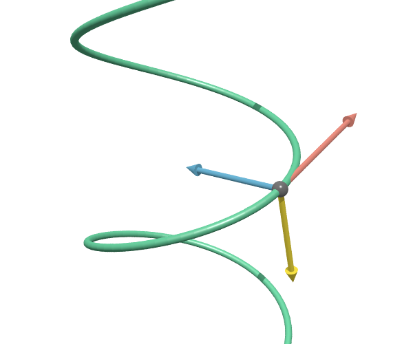 Space curve (helix) with tangent vector